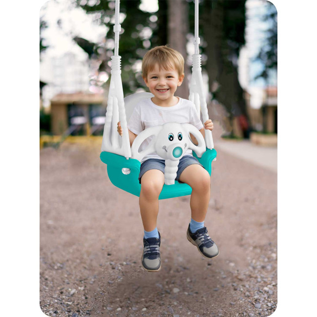 Качели 3-в-1 Слоник Ricokids, 130 х 162 см - бирюзово-белая