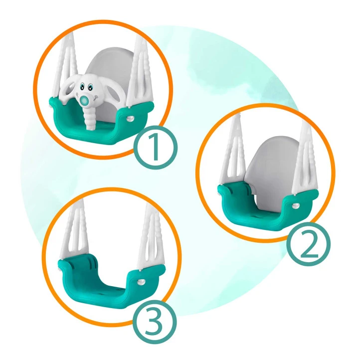 Гойдалка 3-в-1 Слоник Ricokids, 130 х 162 см - бірюзово-біла