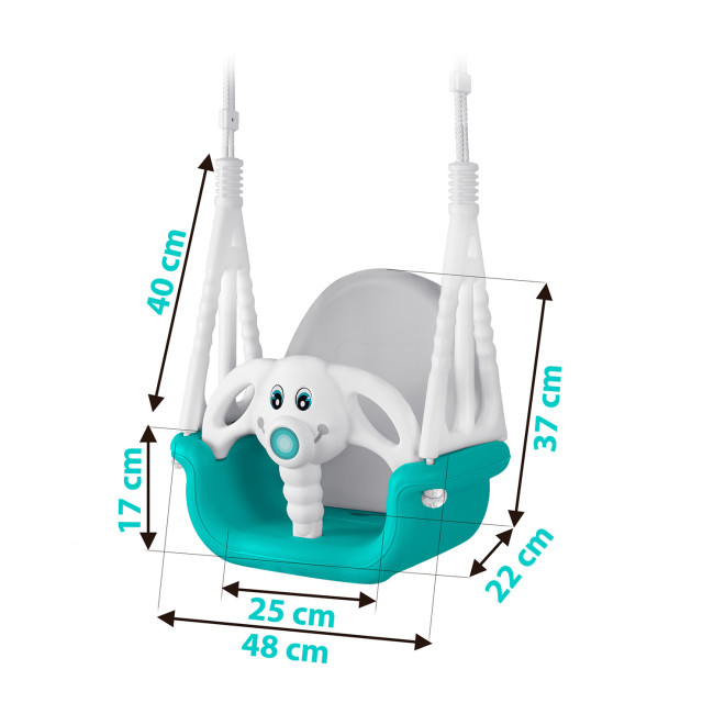 Качели 3-в-1 Слоник Ricokids, 130 х 162 см - бирюзово-белая