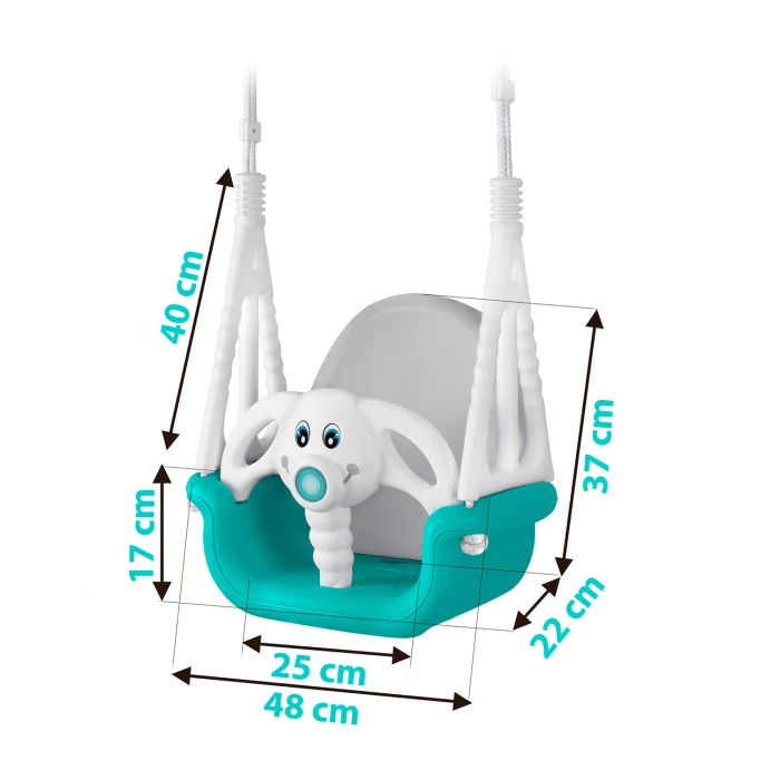 Гойдалка 3-в-1 Слоник Ricokids, 130 х 162 см - бірюзово-біла