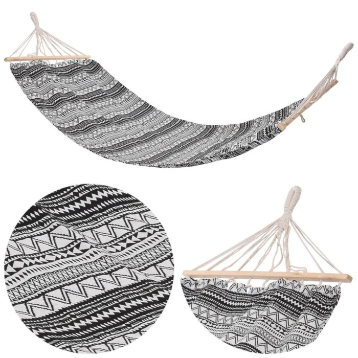 Гамак одноместный PROGARDEN 200 x 80 см – черно-белый.