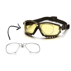 Очки защитные с уплотнителем Pyramex V2G+RX Anti-Fog, желтые с диоптрийной вставкой