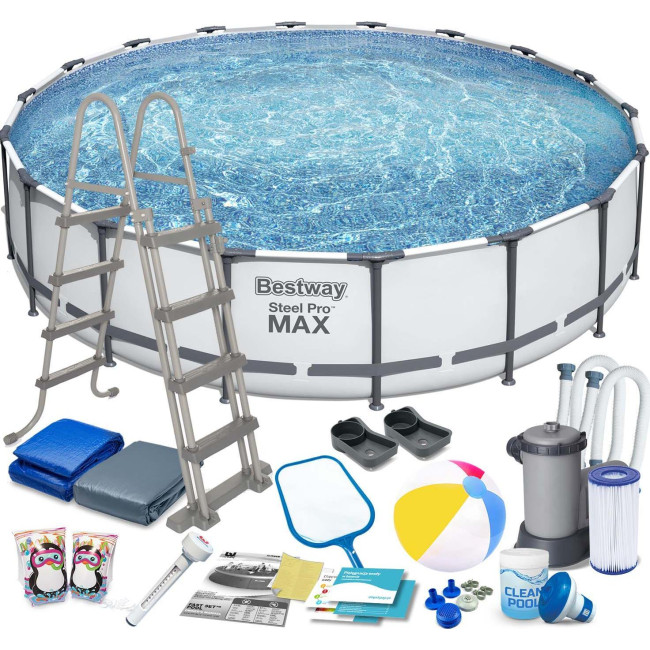 Басейн каркасний 18в1 Bestway 56462 Steel Pro Max 549 см - білий