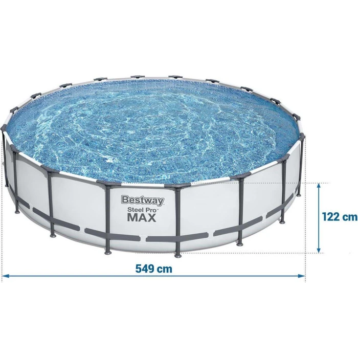 Басейн каркасний 18в1 Bestway 56462 Steel Pro Max 549 см - білий