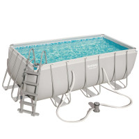 Басейн каркасний прямокутний 5в1 Bestway 56456 Power Steel 412 x 201 см - світло-сірий