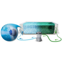 Басейн каркасний прямокутний 5в1 Bestway 56456 Power Steel 412 x 201 см - світло-сірий