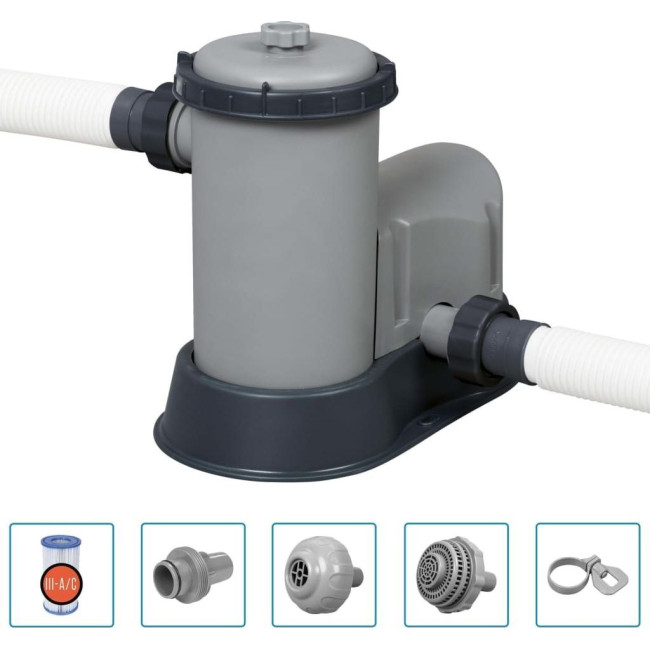 Бассейн каркасный овальный 6в1 Bestway 56710 Power Steel 549x274 см - серый