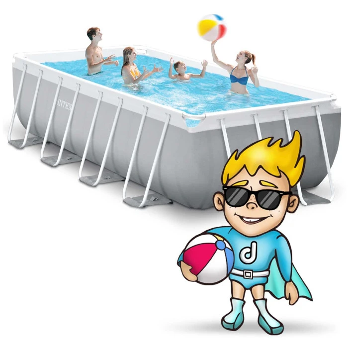 Басейн каркасний прямокутний 21в1 INTEX 26792, 488 x 244 x 107 см, сірий