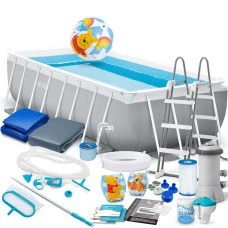 Басейн каркасний прямокутний 21в1 INTEX 26792, 488 x 244 x 107 см, сірий