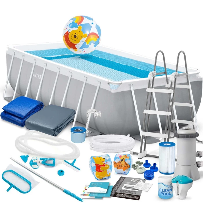 Басейн каркасний прямокутний 21в1 INTEX 26792, 488 x 244 x 107 см, сірий