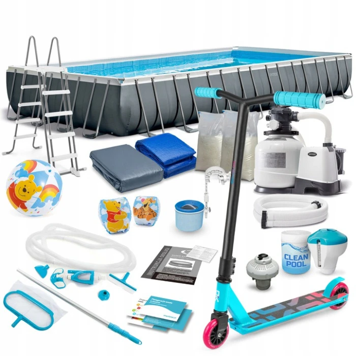 Басейн каркасний 21в1 Intex 26374 975 х 488 х 132 см з самокатом Soke GO