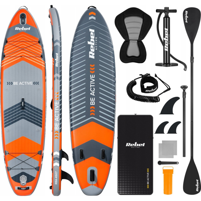 Надувна SUP дошка (Сапборд) Rebel ACTIVE RBA-4507 335 помаранчево-сіра