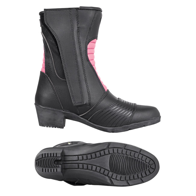 Женские кожаные мотобрюшки W-TEC Beckie W-5036 - черно-розовый / 37
