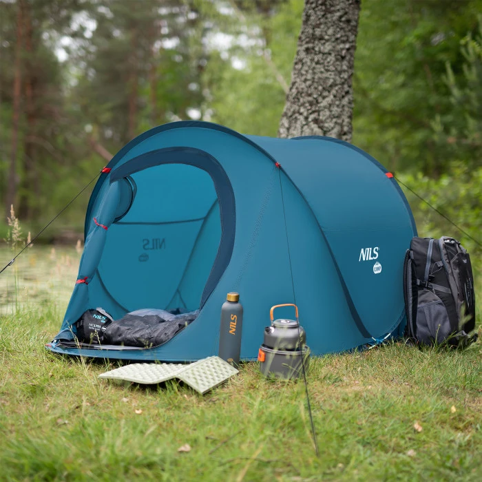 Палатка двухместная самораскладная NILS CAMP NC3743, 220 х 120 х 95 см, синий