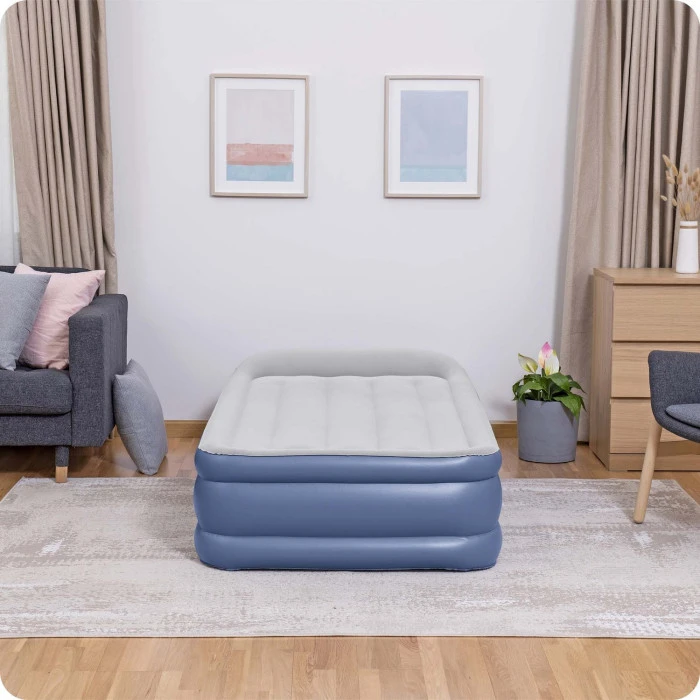 Матрац надувний Bestway 67628 з насосом 191x97 см, блакитно-сірий