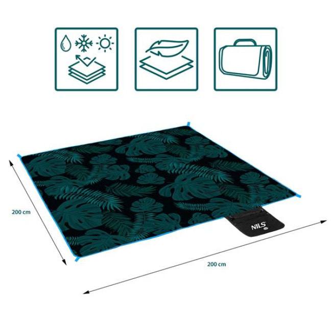 Килимок для пікніка NILS CAMP NC2222 200 х 200 см, чорно-зелений