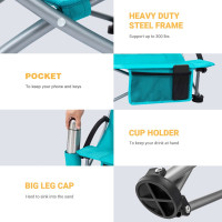 Крісло розкладне для кемпінгу KING CAMP, блакитно-біле - високе