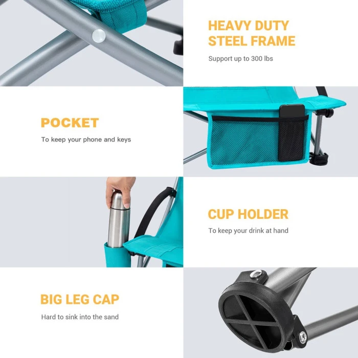 Кресло раскладное для кемпинга KING CAMP, голубовато-белое – высокое