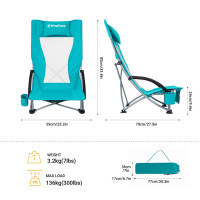 Крісло розкладне для кемпінгу KING CAMP, блакитно-біле - високе