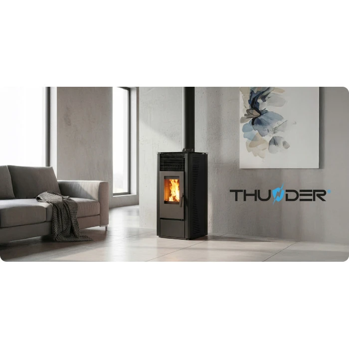 Пелетна піч-камін THUNDER KARMEN BLACK 10 кВт