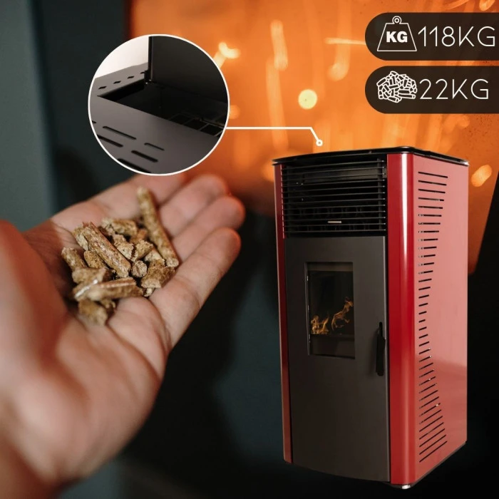 Пелетна піч-камін Thunder Garen Red 12кВт