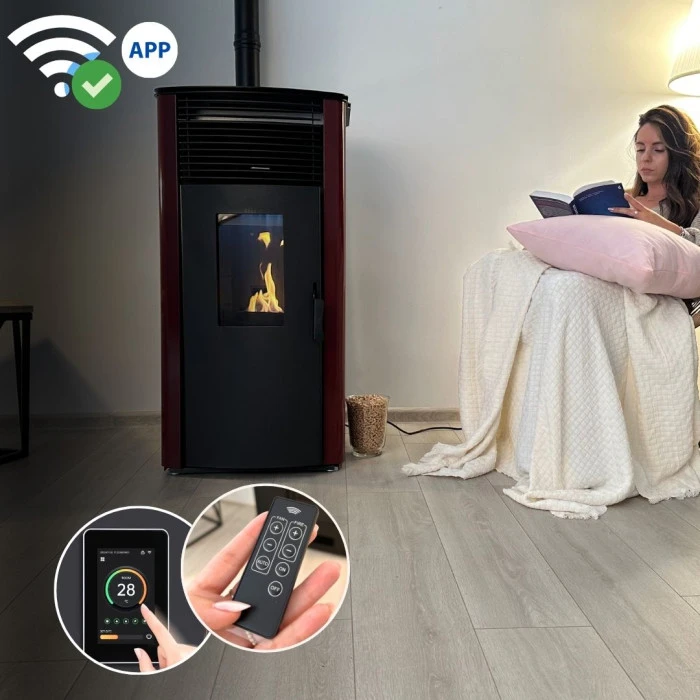 Пелетна піч-камін Thunder Garen Red 12кВт