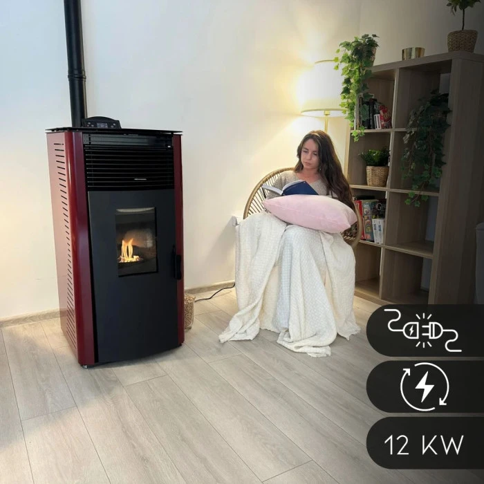 Пелетна піч-камін Thunder Garen Red 12кВт