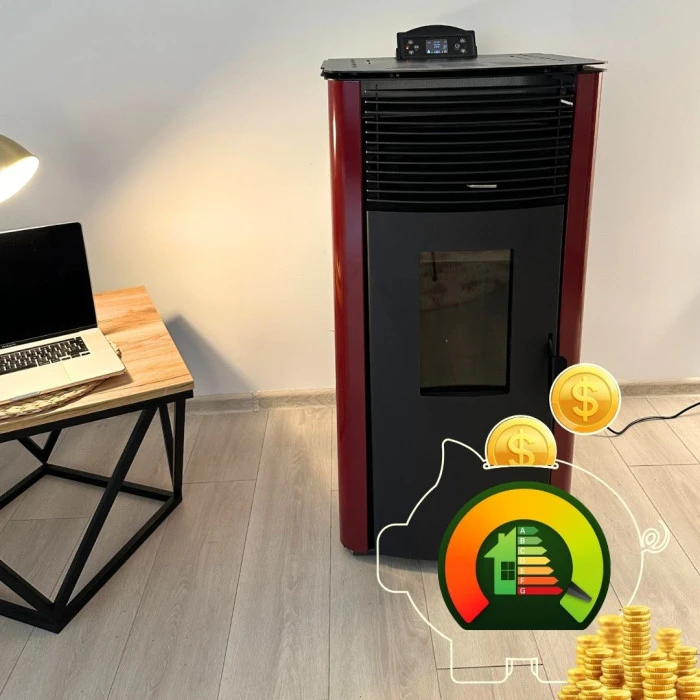 Пелетна піч-камін Thunder Garen Red 12кВт