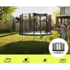 Батут Zipro Jump Pro з зовнішньою сіткою 8 футів 252 см чорно-зелений