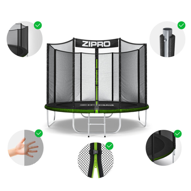 Батут Zipro Jump Pro с наружной сеткой 8 футов 252 см черно-зеленый