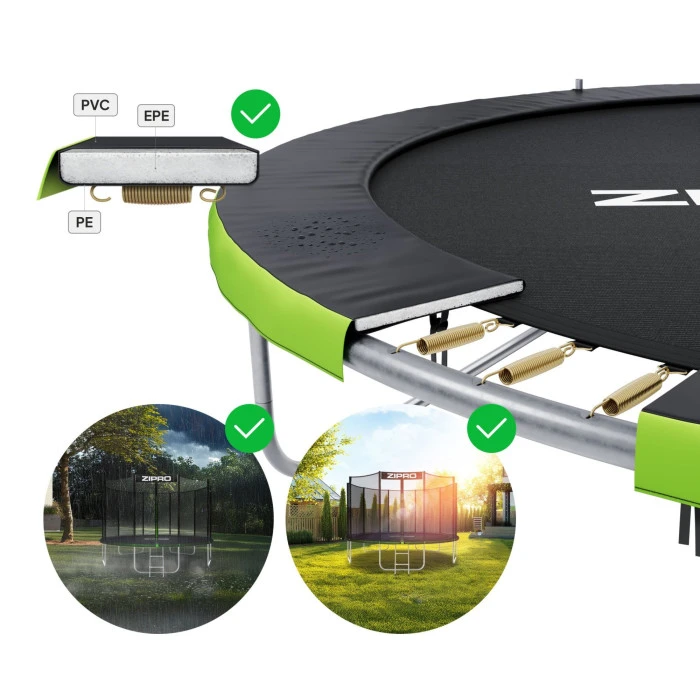 Батут Zipro Jump Pro с наружной сеткой 8 футов 252 см черно-зеленый