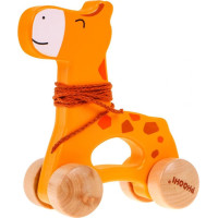 Деревянная мини-каталка Жираф на шнурке для детей 12м+