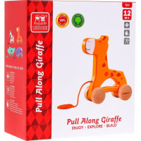 Деревянная мини-каталка Жираф на шнурке для детей 12м+