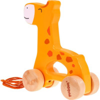 Деревянная мини-каталка Жираф на шнурке для детей 12м+