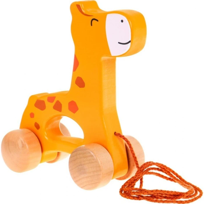 Деревянная мини-каталка Жираф на шнурке для детей 12м+
