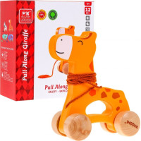 Деревянная мини-каталка Жираф на шнурке для детей 12м+