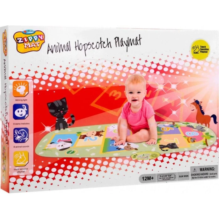 Інтерактивна гра в класики Килимок для дітей 12м+ зелений Звуки 8 тварин