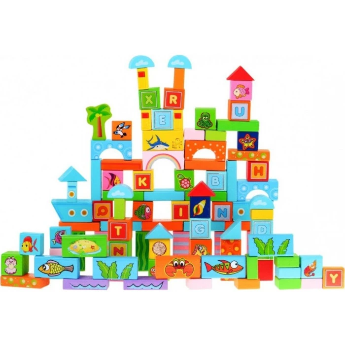 Детский набор деревянных кубиков «Ферма» для детей 3+100 эл.