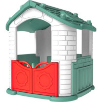 Садовый домик 3 в 1 для детей Зеленая крыша + горка + сад с ограждением