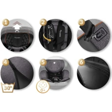 Автокрісло Nukido Prestige Line ISOFIX 0-36 кг, чорно-сіре