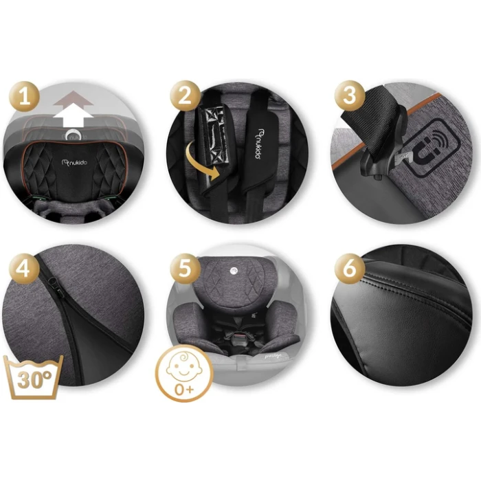 Автокресло Nukido Prestige Line ISOFIX 0-36 кг, черно-серое.