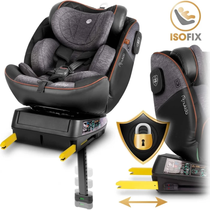 Автокресло Nukido Prestige Line ISOFIX 0-36 кг, черно-серое.