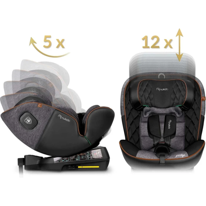 Автокресло Nukido Prestige Line ISOFIX 0-36 кг, черно-серое.