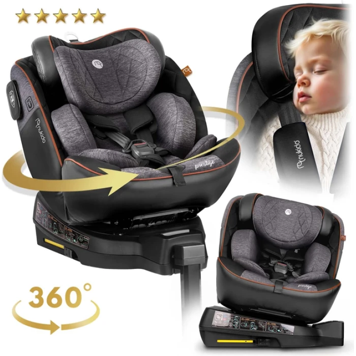 Автокресло Nukido Prestige Line ISOFIX 0-36 кг, черно-серое.