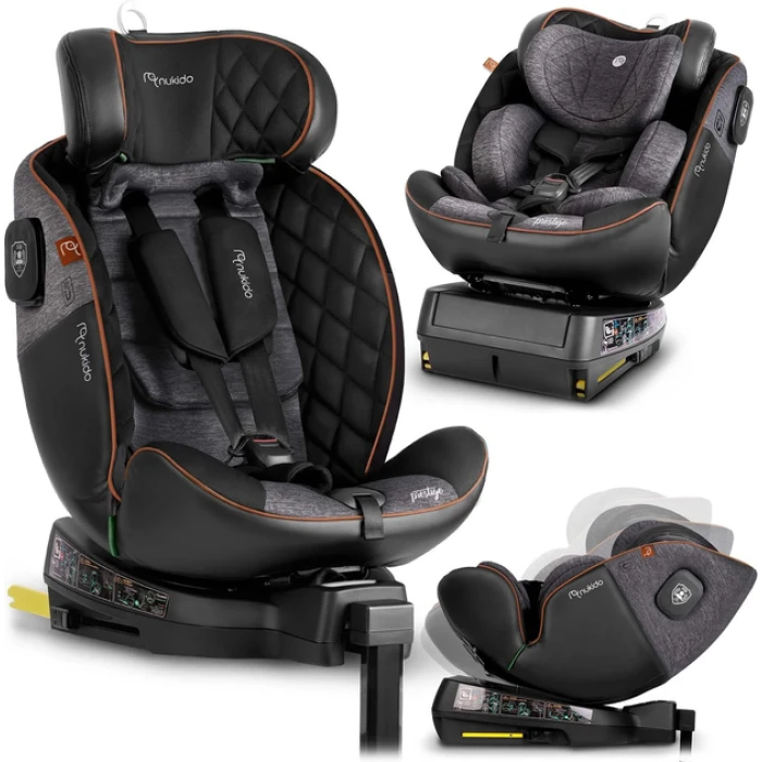Автокресло Nukido Prestige Line ISOFIX 0-36 кг, черно-серое.
