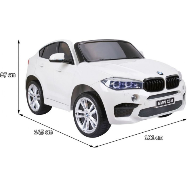 Детская аккумуляторная машинка BMW X6M XXL для 2 детей Белая