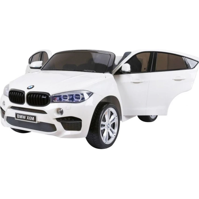 Детская аккумуляторная машинка BMW X6M XXL для 2 детей Белая