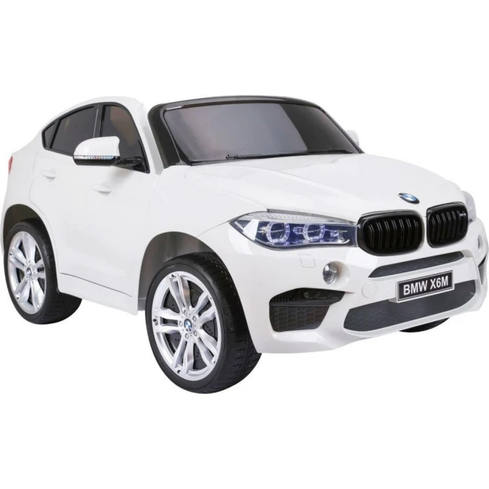 Детская аккумуляторная машинка BMW X6M XXL для 2 детей Белая