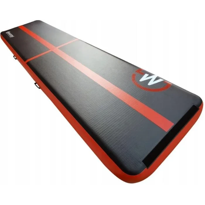 Мат надувной гимнастический MASTER, 400 x 100 x 20 см, черно-красный.