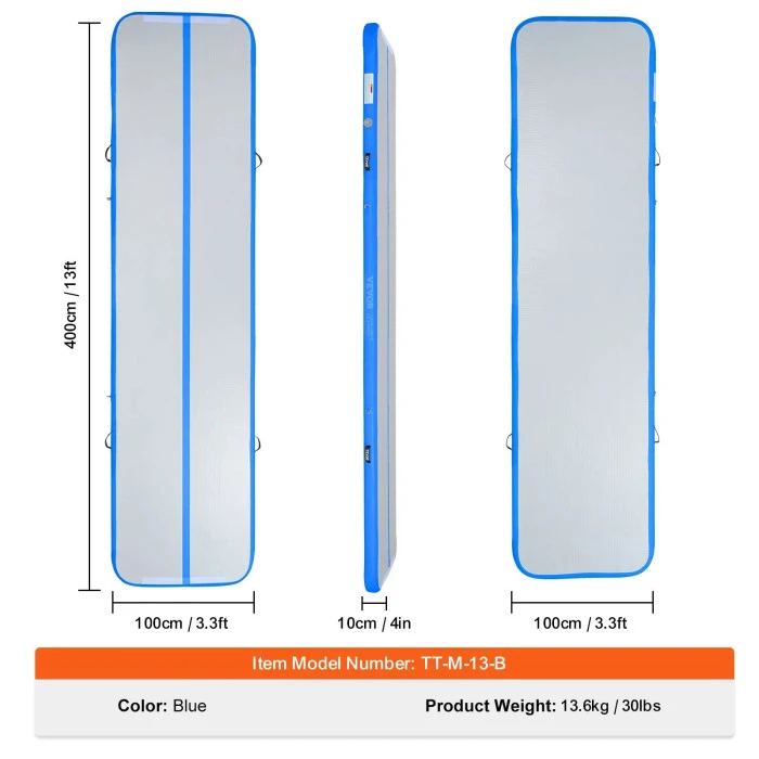 Надувной коврик VEVOR 398 x 101 x 10 см, бело-синий